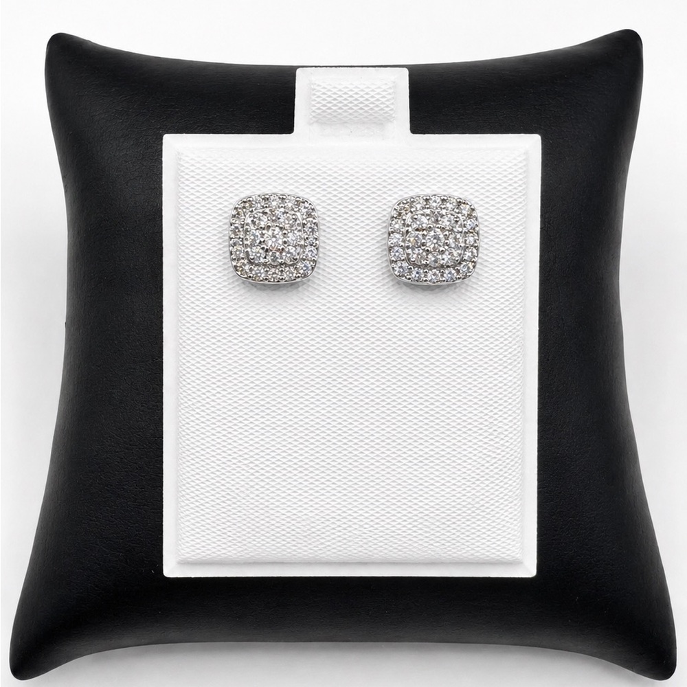 925 Sterling Silver 0.90CT MOISSANITE Square Stud Push Back Earrings